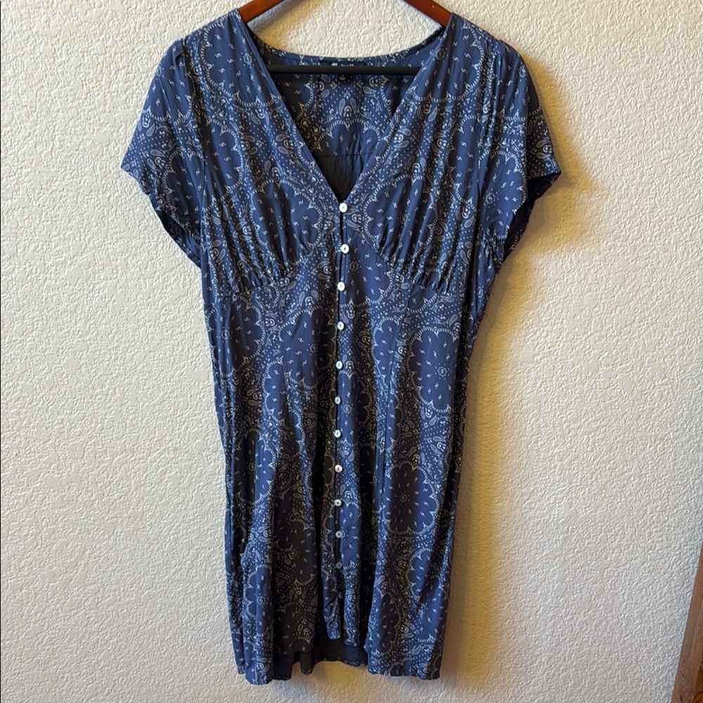 Madewell Blue Paisley Button-Front Dress